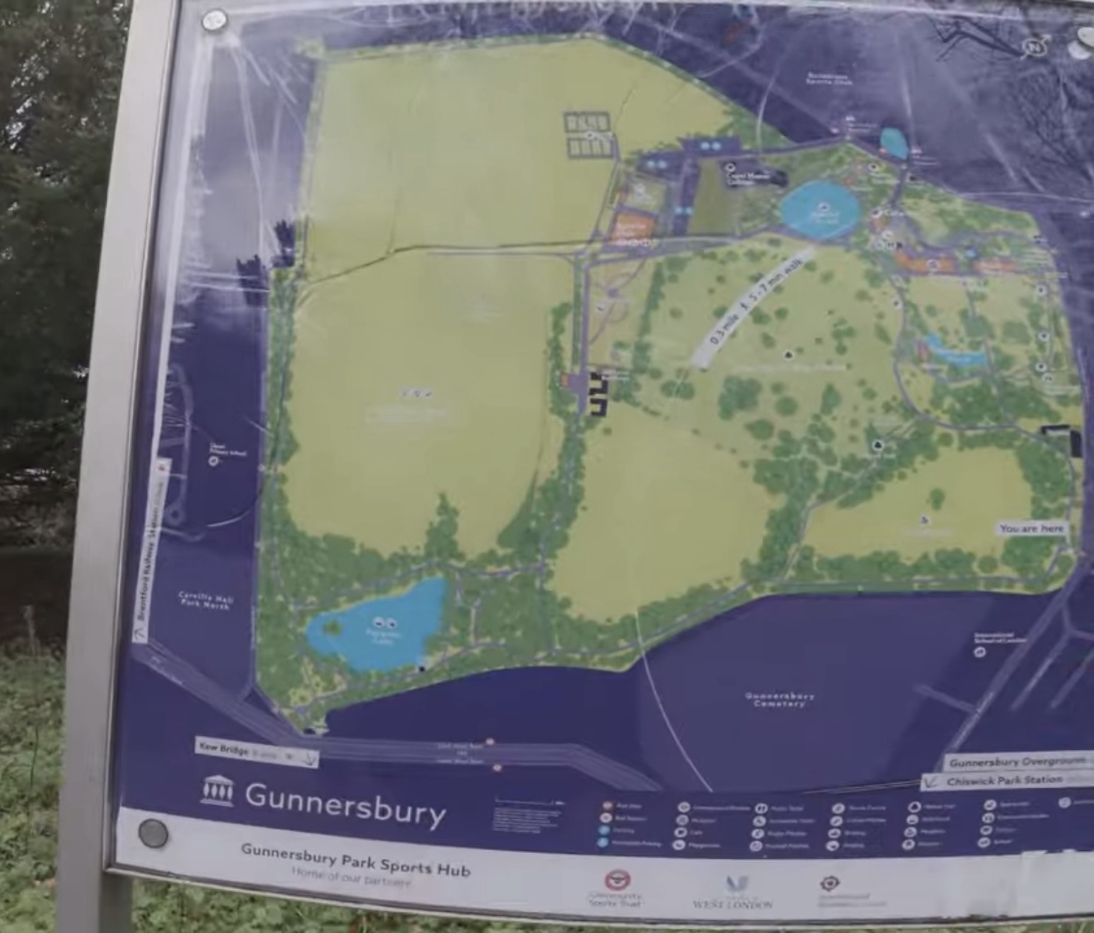 Gunnersbury Park Sports Hub site map showing pitches, parking and the playground