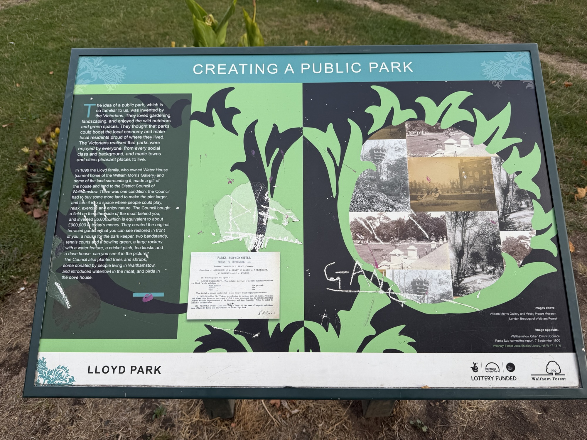 Creating a Public Park history board at Lloyd Park explaining the Victorian origins of the park