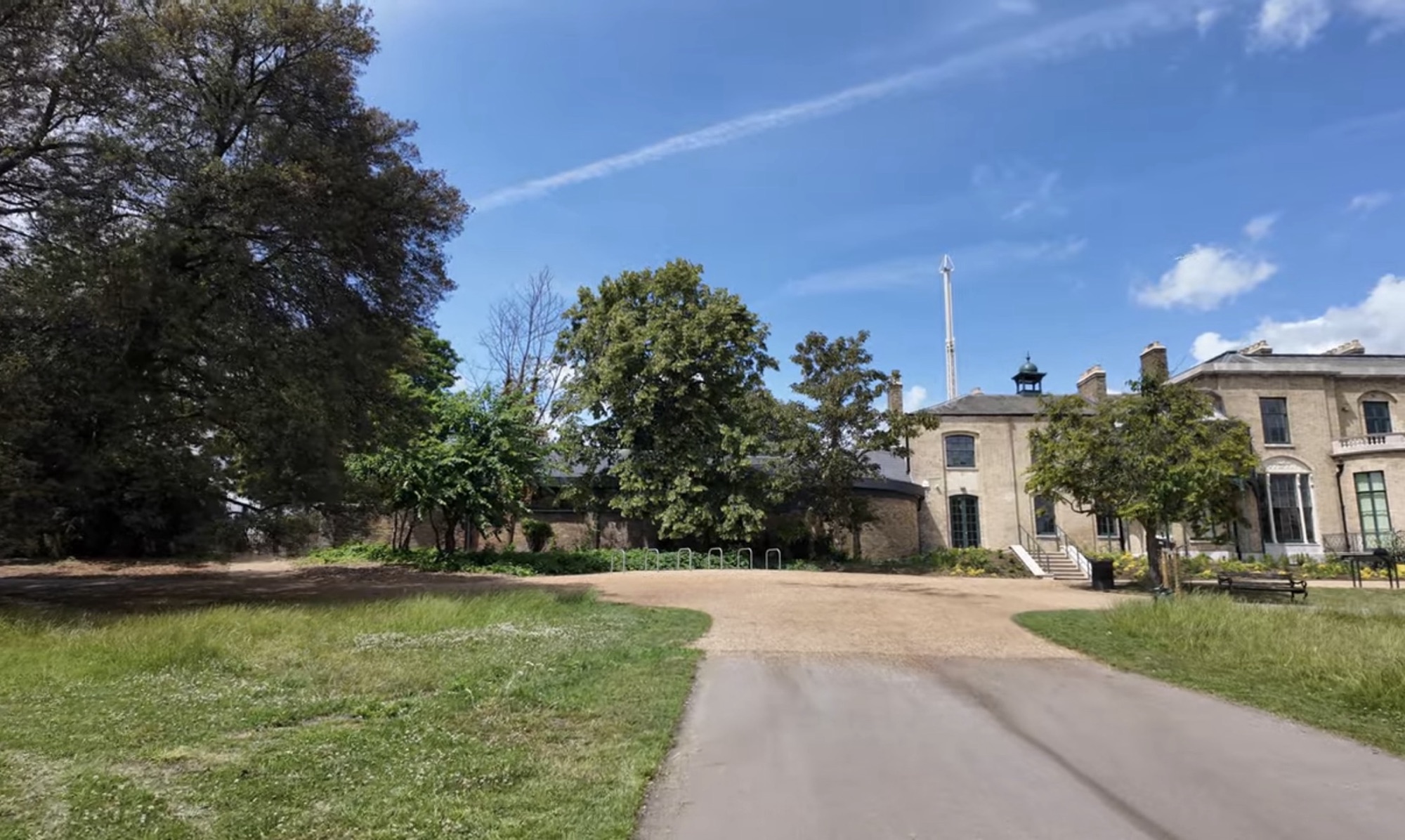 Brockwell Hall, the historic house at the centre of Brockwell Park, seen across the open lawn