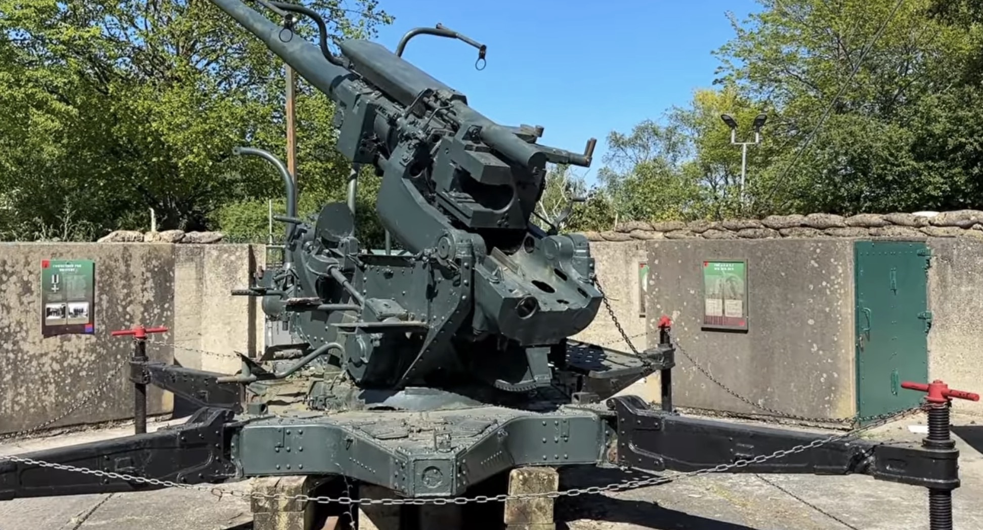 Preserved anti-aircraft gun at Mudchute recalling the park's Second World War battery